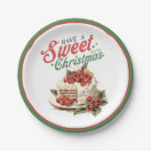 ヴィンテージスタイルは甘いクリスマスケーキを持っている ペーパープレート (正面)