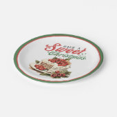 ヴィンテージスタイルは甘いクリスマスケーキを持っている ペーパープレート (アングル)