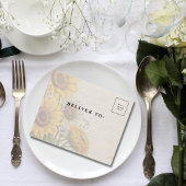 ヴィンテージスタイルひまわりQRコードフォト写真 オールインワン招待状