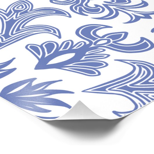 ヴィンテージスタイルほこりっぽい青と白結婚の ポスター (コーナー)