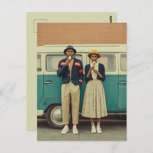 ヴィンテージスタイルアイスクリームモーメント ポストカード (正面/裏面)