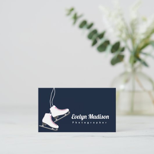 ヴィンテージスタイルアイススケートin白h768 名刺 (スタンド正面)