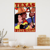 ヴィンテージスタイルアイラブテキサス州 ポスター (キッチン)