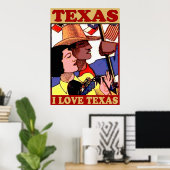 ヴィンテージスタイルアイラブテキサス州 ポスター (ホームオフィス)