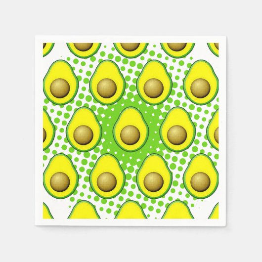 ヴィンテージスタイルアボカドスケッチ スタンダードカクテルナプキン (正面)