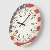 ヴィンテージスタイルアメリカンフラッググランジルック ラージ壁時計 (傾斜)
