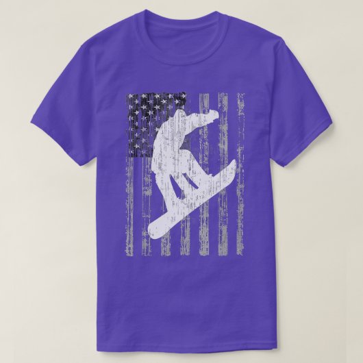 ヴィンテージスタイルアメリカ国旗のスノーボード Tシャツ (デザイン正面)