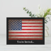 ヴィンテージスタイルアメリカ国旗の愛国的デザイン 招待状 (スタンド正面)