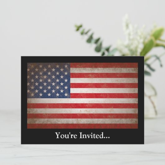 ヴィンテージスタイルアメリカ国旗の愛国的デザイン 招待状 (スタンド正面)