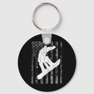 ヴィンテージスタイルアメリカ国旗TシャツスノーボードS キーホルダー