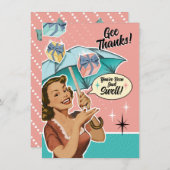 ヴィンテージスタイルアンブレラブライダルシャワーサンキューユー サンキューカード (正面/裏面)