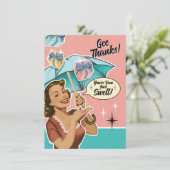 ヴィンテージスタイルアンブレラブライダルシャワーサンキューユー サンキューカード (スタンド正面)