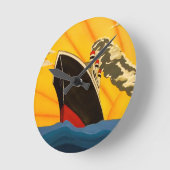 ヴィンテージスタイルアートデコ船壁時計 ラウンド壁時計 (傾斜)