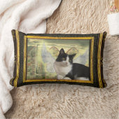 ヴィンテージスタイルアート枕とキャットエンジェル ランバークッション (ブランケット)