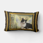 ヴィンテージスタイルアート枕とキャットエンジェル ランバークッション (裏面)