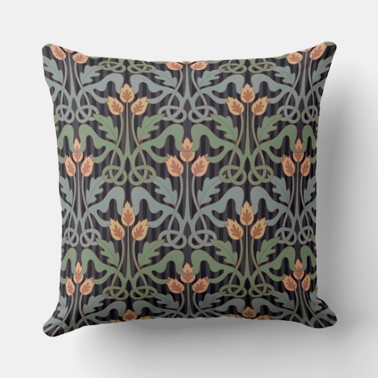 ヴィンテージスタイルアールヌーボーフローラ クッション (裏面)