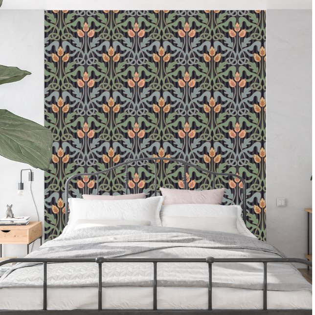 ヴィンテージスタイルアールヌーボーフローラ 壁紙 (クリエイターアップロード済み)