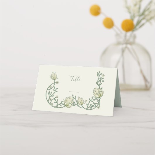 ヴィンテージスタイルアールヌーボー番号座席表 プレイスカード (正面)