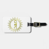 ヴィンテージスタイルイエローサンバーストカスタムモノグラム ラゲッジタグ (正面横)