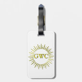 ヴィンテージスタイルイエローサンバーストカスタムモノグラム ラゲッジタグ (裏面縦)