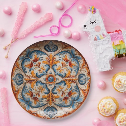 ヴィンテージスタイルイタリアン焼インスパイア物 ペーパープレート (パーティー)