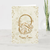 ヴィンテージスタイルイースターバスケットグリーティングカード シーズンカード (正面)