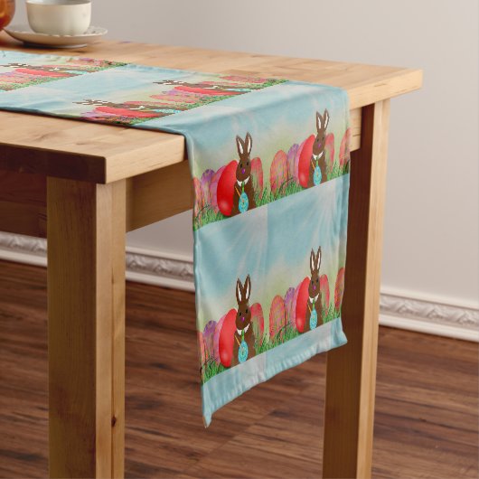 ヴィンテージスタイルイースターバニーとエッグズテーブルランナー ショートテーブルランナー (インサイチュ)