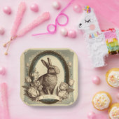 ヴィンテージスタイルイースター春バニーナプキンス ペーパープレート (パーティー)