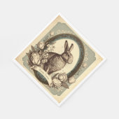 ヴィンテージスタイルイースター春バニー スタンダードランチョンナプキン (角)