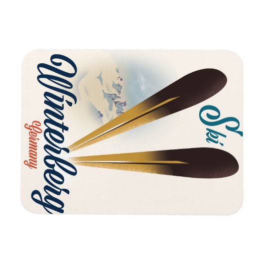 ヴィンテージスタイルウィンターベルグドイツスキーのポスター マグネット (横)