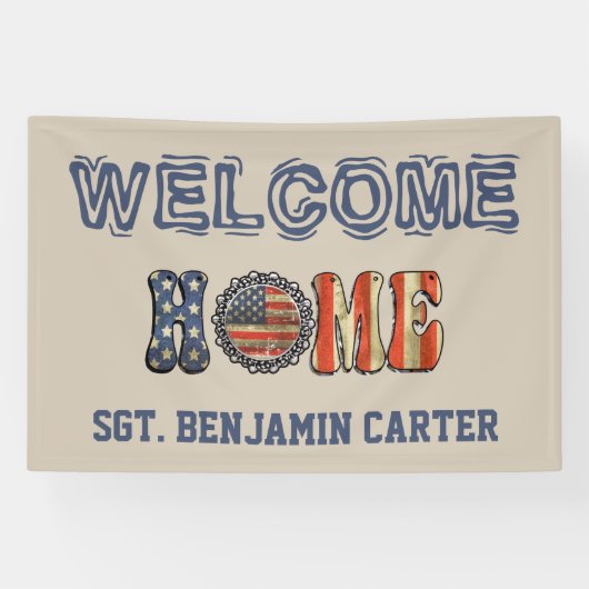 ヴィンテージスタイルウェルカムホーム軍隊アーミーマリン 横断幕 (横)