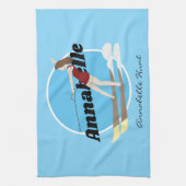 ヴィンテージスタイルウォータースキー キッチンタオル (縦)