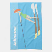 ヴィンテージスタイルウォータースキー キッチンタオル (縦)