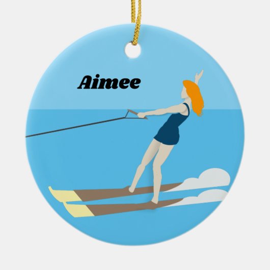 ヴィンテージスタイルウォータースキー セラミックオーナメント (正面)