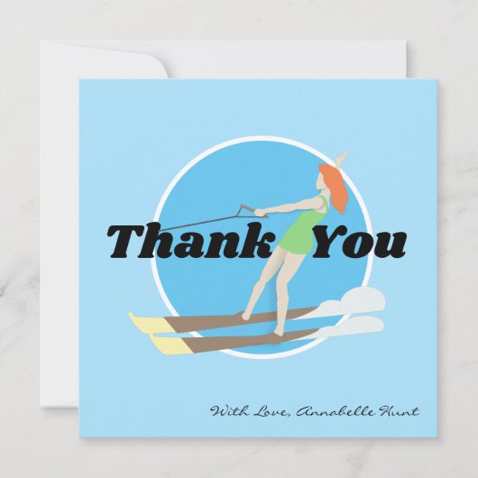 ヴィンテージスタイルウォータースキー ノートカード (正面)