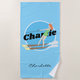 ヴィンテージスタイルウォータースキー ビーチタオル