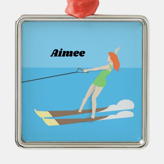 ヴィンテージスタイルウォータースキー メタルオーナメント (正面)