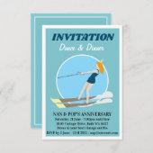 ヴィンテージスタイルウォータースキー 招待状 (正面/裏面)