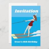 ヴィンテージスタイルウォータースキー 招待状 (正面/裏面)