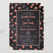 ヴィンテージスタイルエアメールバイクバラシャルボードトラベル 招待状 (正面/裏面)