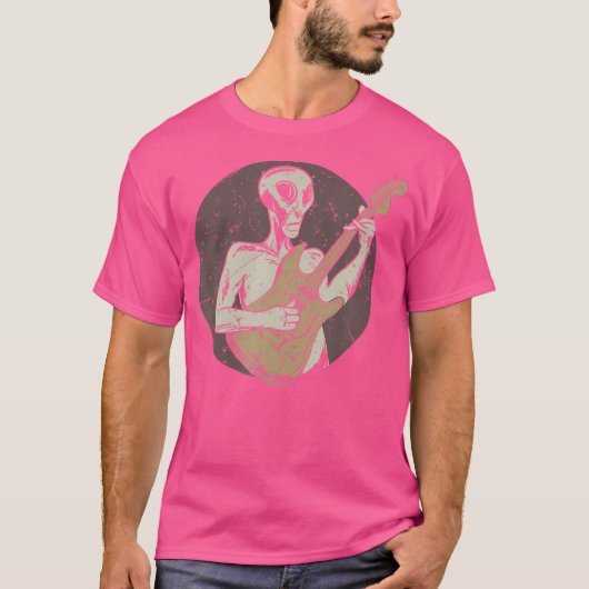 ヴィンテージスタイルエイリアンギター Tシャツ (正面)