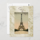ヴィンテージスタイルエッフェルタワーアート ポストカード (正面/裏面)