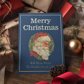 ヴィンテージスタイルエレガントサンタメリークリスマス金ゴールド 箔シーズンカード