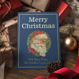 ヴィンテージスタイルエレガントサンタメリークリスマス金ゴールド 箔シーズンカード