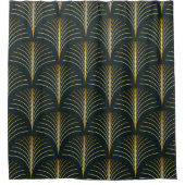 ヴィンテージスタイルエレガントシームレスアートデコリピートファン シャワーカーテン (正面)