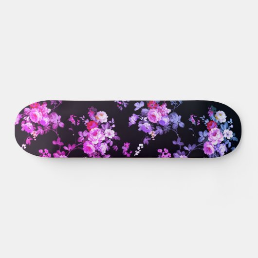 ヴィンテージスタイルエレガントピンクグラデーションバラフローラ スケートボード (横)