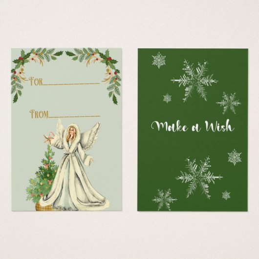 ヴィンテージスタイルエンジェルクリスマスギフトラベル (正面&裏面)