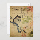 ヴィンテージスタイルオウルオンブランチフランスのカルテポストエール ポストカード (正面/裏面)