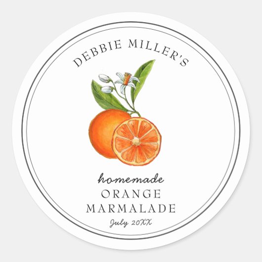 ヴィンテージスタイルオレンジをホワイトジャムジャーに ラウンドシール (正面)