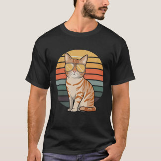 ヴィンテージスタイルオレンジタビーキャットラバーキットン虎猫 Tシャツ